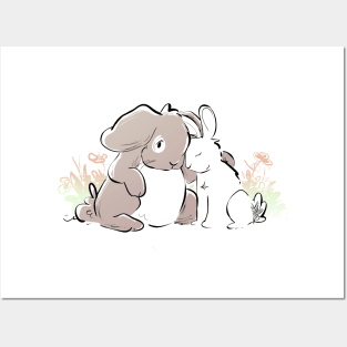 Warm and Fuzzy Bunny Cuddles Posters and Art